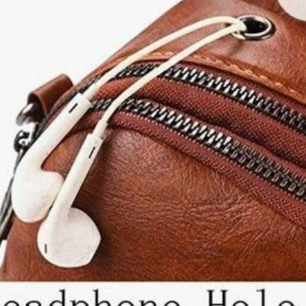 TAN leather Crossbody Perfect size Unisex - Picture 4 of 5